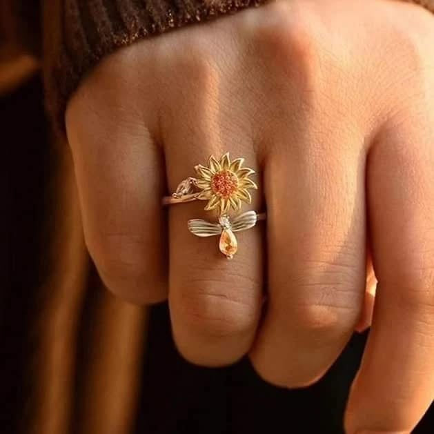 Anillo antiestrés girasol y abejita