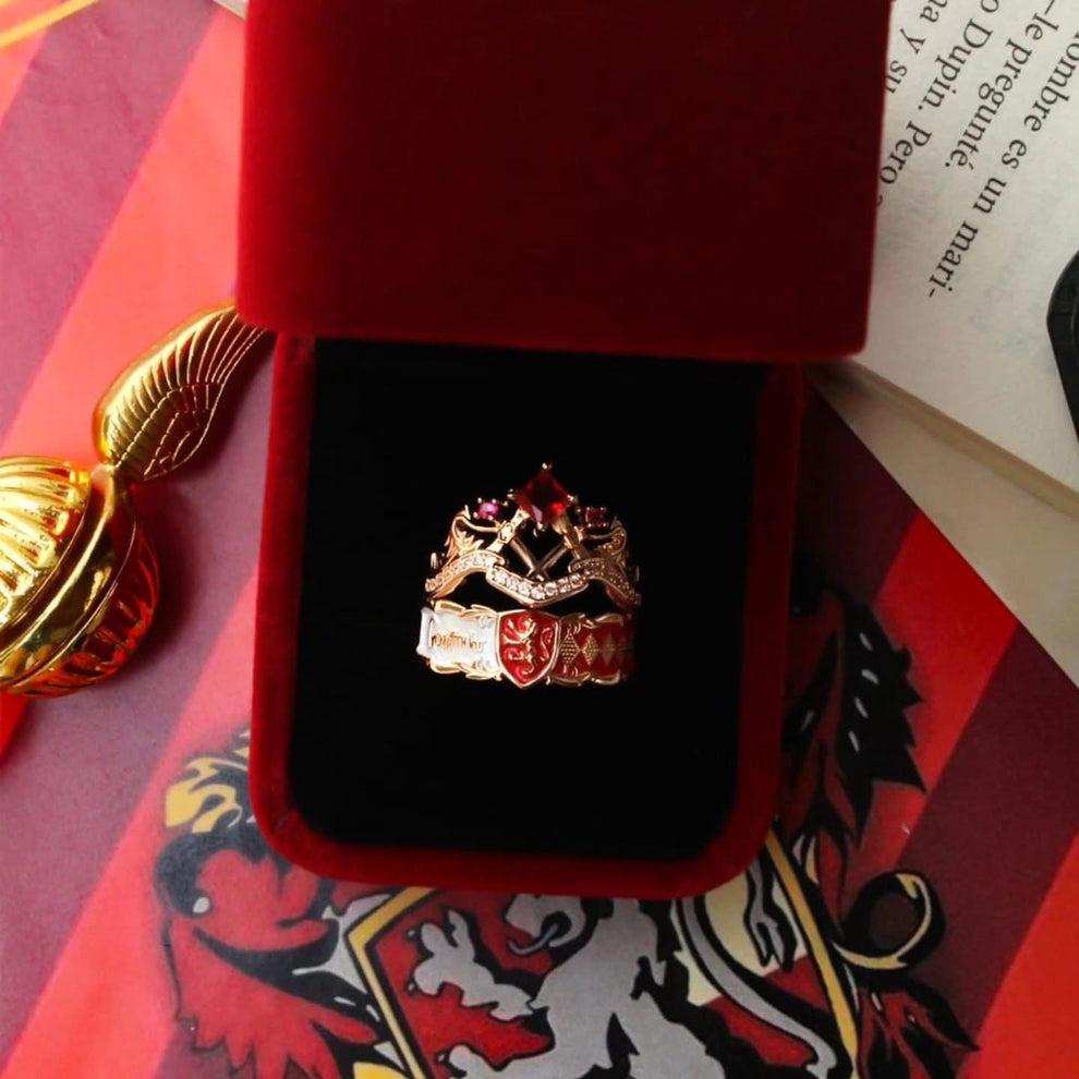 Set anillos Gryffindor con oro rosa de 14k - LYX Guatemala