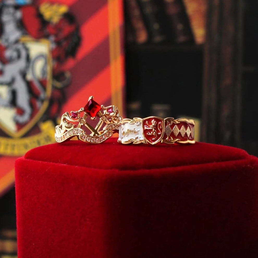 Set anillos Gryffindor con oro rosa de 14k - LYX Guatemala